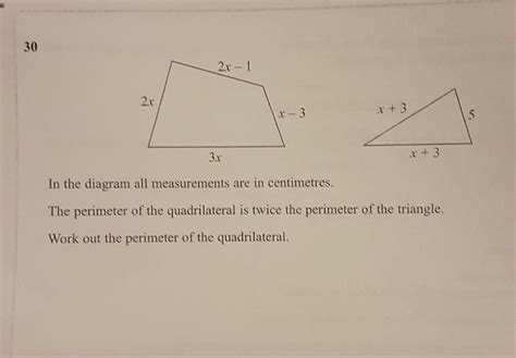 In The Diagram All Measurements Are In Centimetres The Perimeter Of The