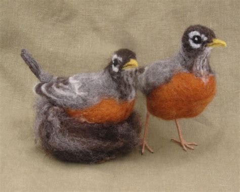 Needle Felted American Robin First Bird Of Spring Made To