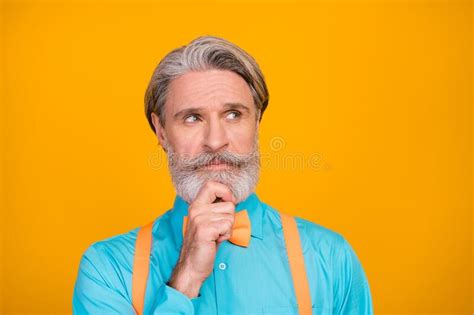 Closeup Photo Of Cool Clothes White Haired Handsome Grandpa Arm On Chin
