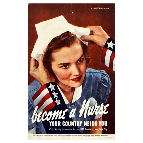Original Vintage Poster Become A Nurse Your Country Needs You Wwii