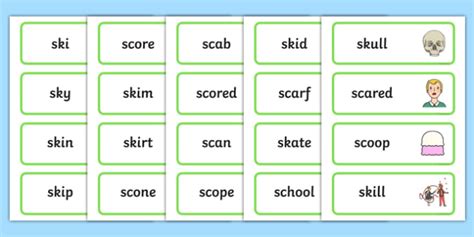 Sk Sc Phonics Word Cards Easy To Print Twinkl