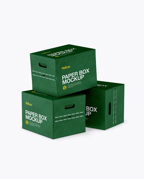 Download Three Matte Paper Boxes Mockup in Box Mockups on Yellow Images Object Mockups