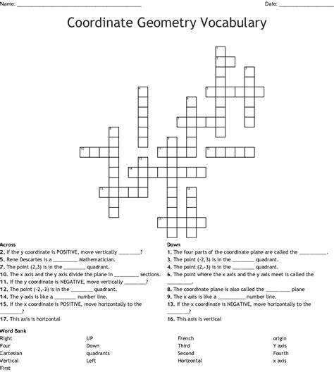 Maybe you would like to learn more about one of these? coordinate geometry Crossword - WordMint