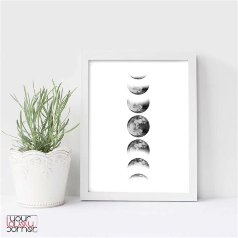 Moon Phases Wall Art Phases Of The Moon Moon Phase Print Etsy