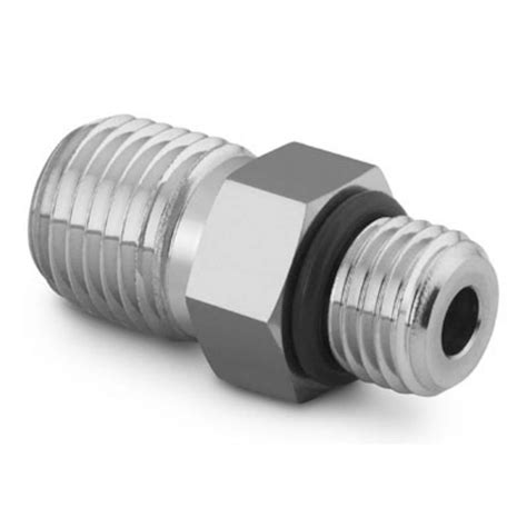 Stainless Steel Pipe Fitting Adapter 9 16 18 Male Sae Ms Straight Thread X 3 8 In Male Npt