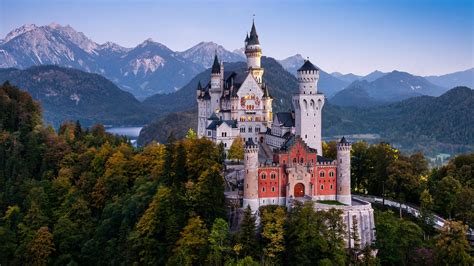 Neuschwanstein Castle Schloss Neuschwanstein Landscape Mountains 4k