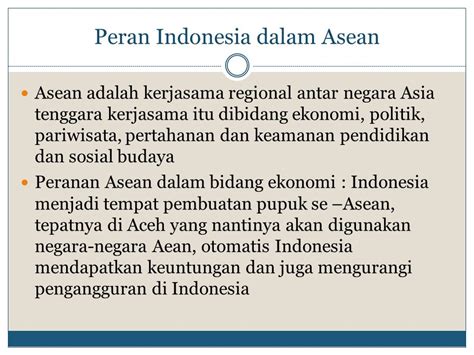 Peran Indonesia Di Asean Dalam Bidang Ekonomi Ujian