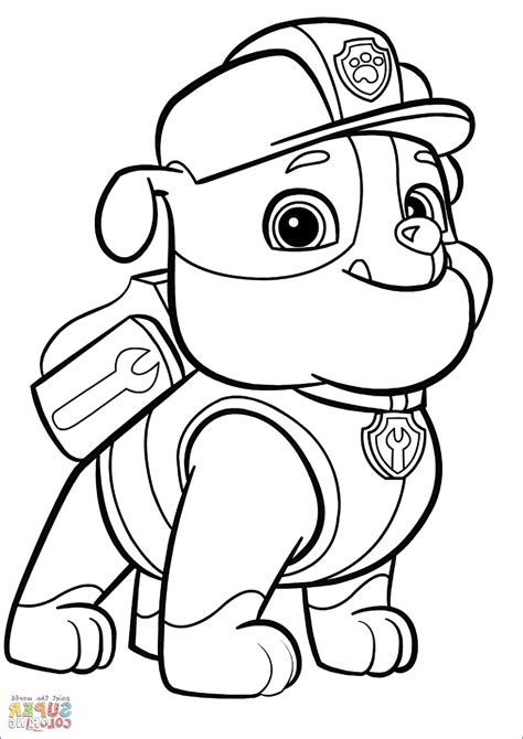 Paw Patrol Rubble Coloring Sheet With Sample How To Color Paw Patrol