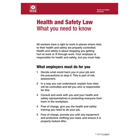Health & safety law poster. Health and Safety Law Pocket Cards - What You Need to Know | HSE Posters & Wall Charts | Notices ...