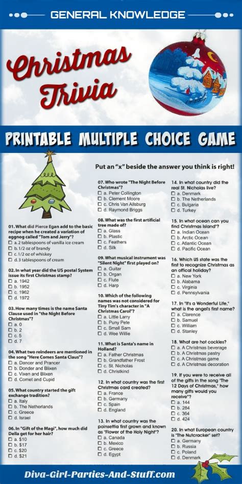 Totally free printables and downloading for your house, household, and holiday our internet site provides stunning printable records that one could modify and print out on your own inkjet or laser beam printer. Christmas Trivia