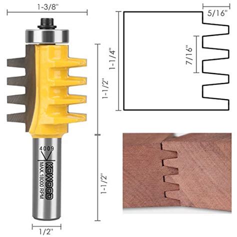 Kowood 12 Shank Reversible Finger Glue Joint Router Bit For