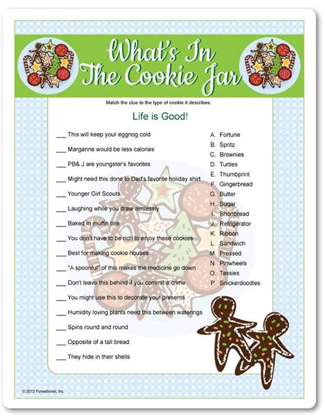 Printable Whats In The Cookie Jar Cookie Swap