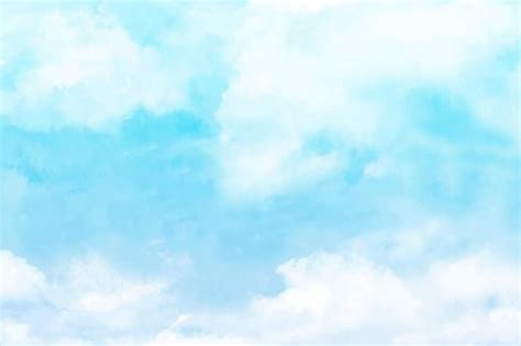A Few White Clouds On The Sky Watercolor Painting Vector Free Download