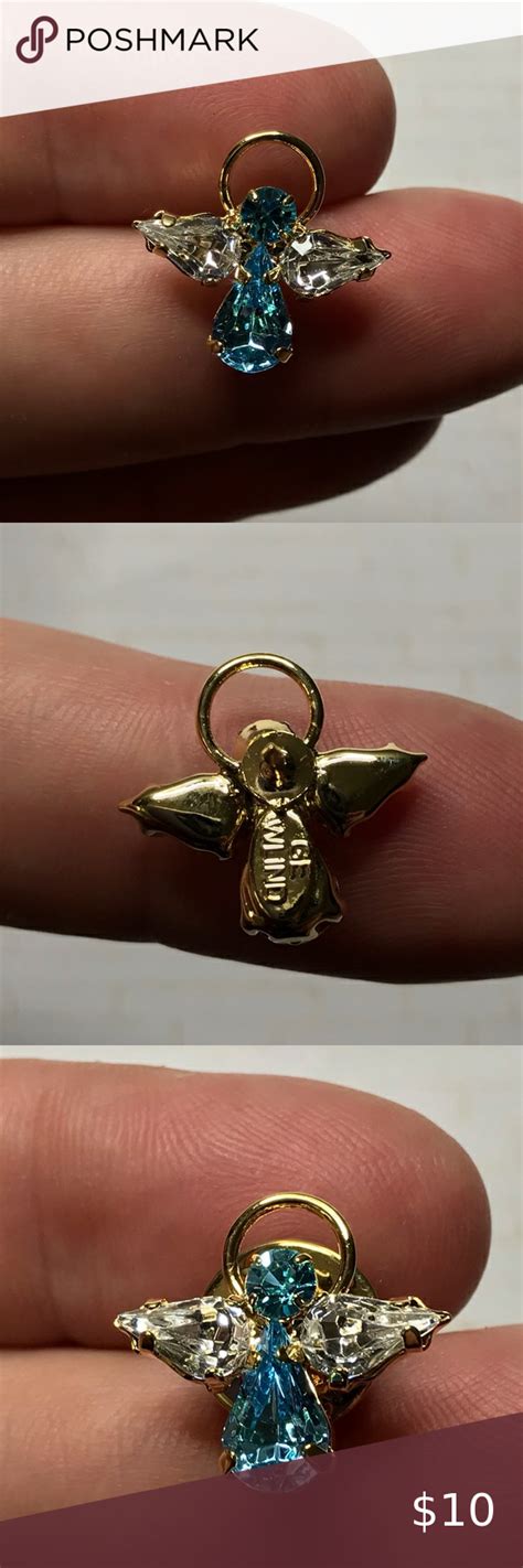 Ge Wlind Vintage Goldtone Angel Lapel Pin Unique Brooch Vintage