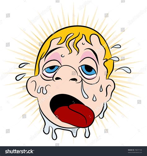 An Image Of The Face Of A Hot Sweaty Man Stock Vector