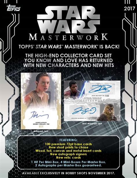 Neither this website, nor the information contained herein is in any. 2017 Topps Star Wars Masterwork Trading Cards - Go GTS