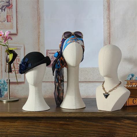 fashionable female fabric mannequin head for hat scarf wig shop display in mannequins from home