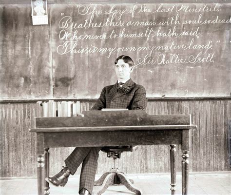 Vintage Photo Victorian Teacher At His Desk Classroom School