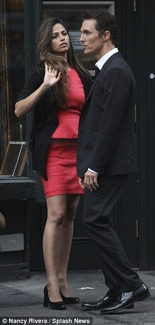 Camila Alves Stuns In A Red Peplum Dress As She Visits Husband Matthew