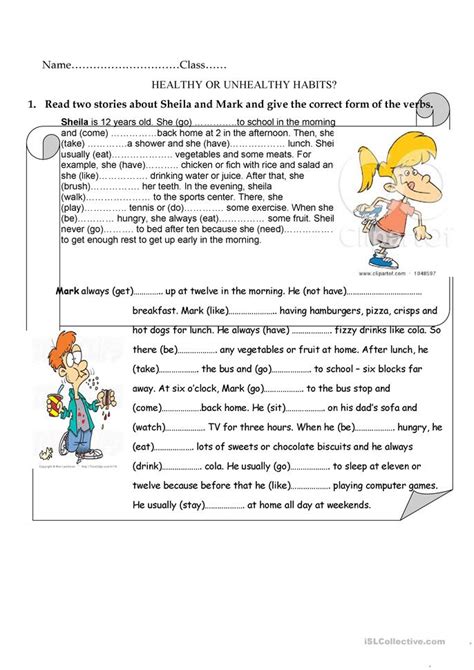 How to develop healthy eating habits. 64 FREE ESL Habits (good and bad) worksheets