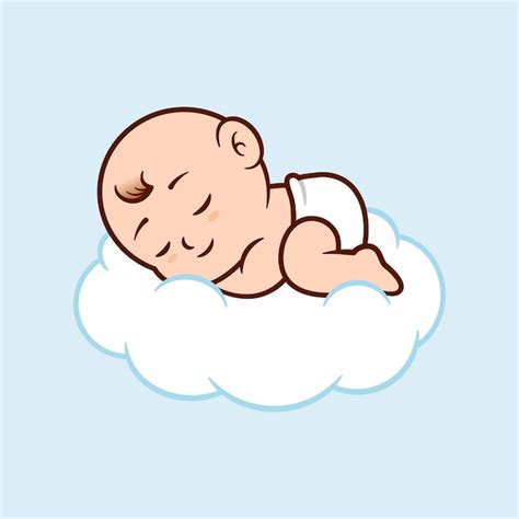 Bebé Durmiendo En Una Nube Vector Premium