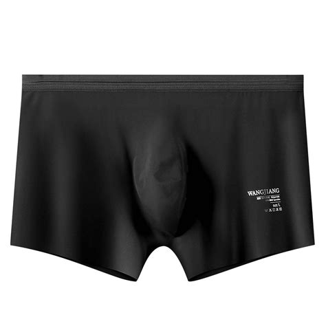 Mens Boxer Briefs Underwear For Men Solid Color Ice Silk Seamless One Piece Boxer Briefs