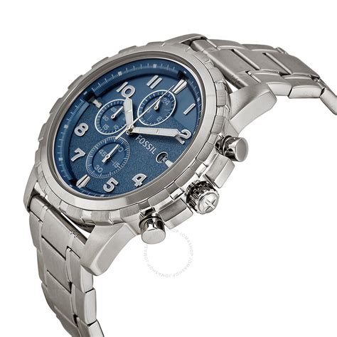 Fossil Dean Chronograph Blue Dial Stainless Steel Mens Watch Fs5023