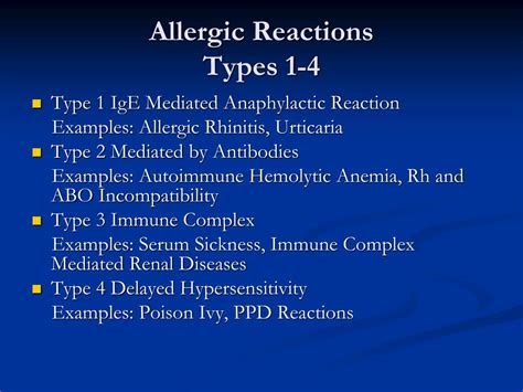 4 Types Of Allergic Reaction