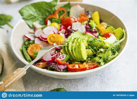 Fresh Vegetable Salad Bowl Closeup Stock Photo Image Of Breakfast