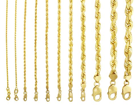 14k Yellow Gold Solid Rope Chain Necklace Bracelet 1mm 10mm Mens Women