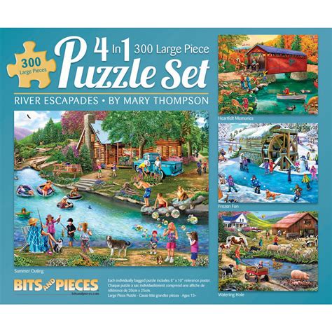 Bits And Pieces 4 In 1 Multi Pack Set Of 300 Piece Jigsaw Puzzle For