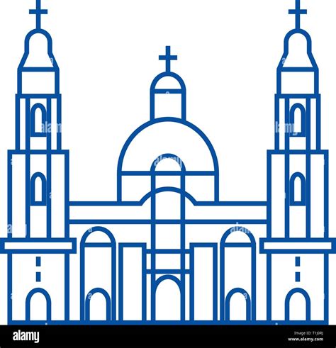 Cathedral Church Line Icon Concept Cathedral Church Flat Vector Symbol