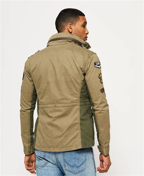 Mens Rookie Mixed Military Jacket In Deepest Army Superdry Uk