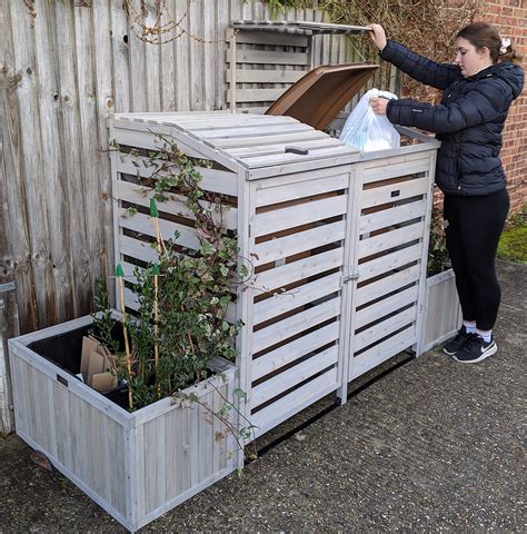 Buy Bingarden Double Wheelie Bin Store With Bi Fold Roof And Matching