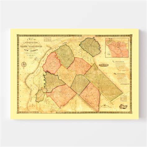 Vintage Map of Gloucester County, New Jersey 1849 by Ted's Vintage Art
