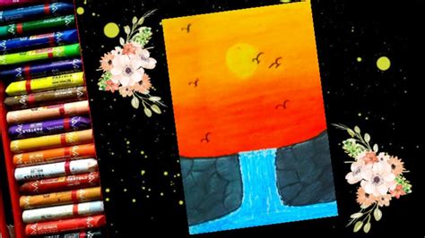 Feb 5 2020 explore bronxgirlaqui s board drawing sunset followed by 239 people on pinterest. Waterfall Sunset Scenery Drawing for Beginners with Oil ...