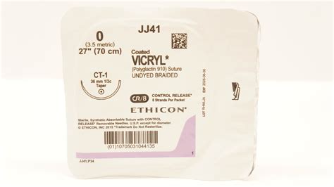 Ethicon Jj41 0 Coated Vicryl Polyglactin Stre Ct 1 36mm 12c Taper 27