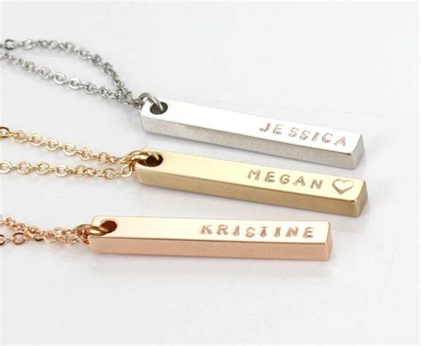 Couples Necklace With Cord Personalized Bar Necklace Etsy Joyeria