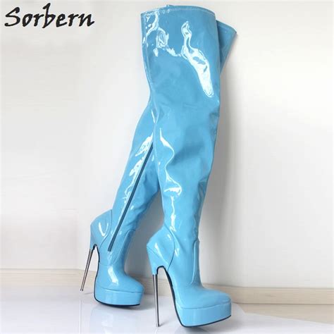 Sorbern Women Boots Spring Over The Knee Boot 18cm Thin High Heel Sexy Fetish Ladies Zip Fashion