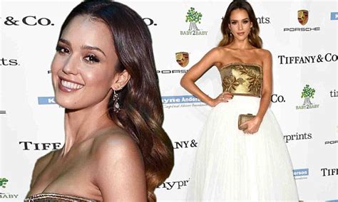 Jessica Alba Turns Every Head In Angelic Floor Length Gold And White