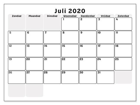 2020 Juli Kalender Zum Ausdrucken Pdf Excel Word Druckbarer 2021