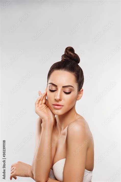 Beautiful Woman Portrait Skin Care Concept Skin Care Dermatology Portrait Of Female Hands