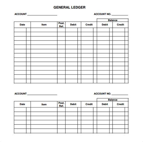 7 Sample General Ledger Templates Sample Templates