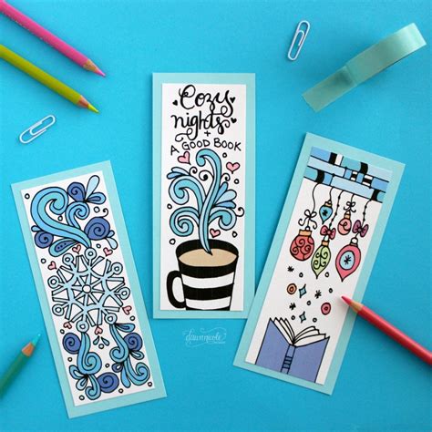 No risk, lowest prices guaranteed, design your own photo bookmarks with canvaschamp. Winter Bookmarks Coloring Page | Dawn Nicole Designs®