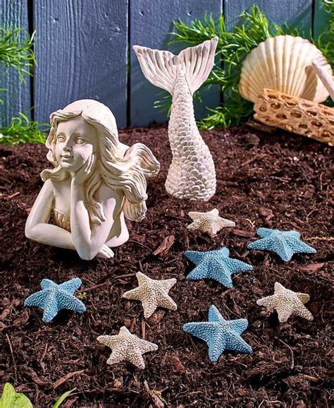 Compare prices and read reviews. Coastal MERMAID Statue & Starfish Set Flower Bed Fountain ...