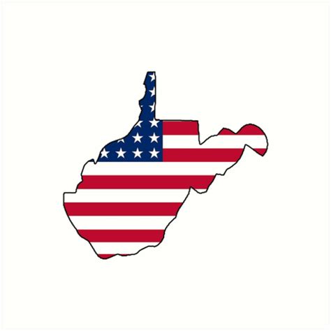 American Flag West Virginia Outline Art Prints By Artisticattitud