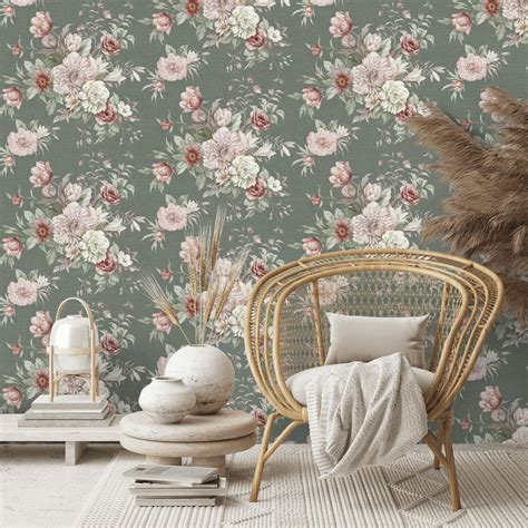 Floral Charm Wallpaper Sage By Boråstapeter 4253