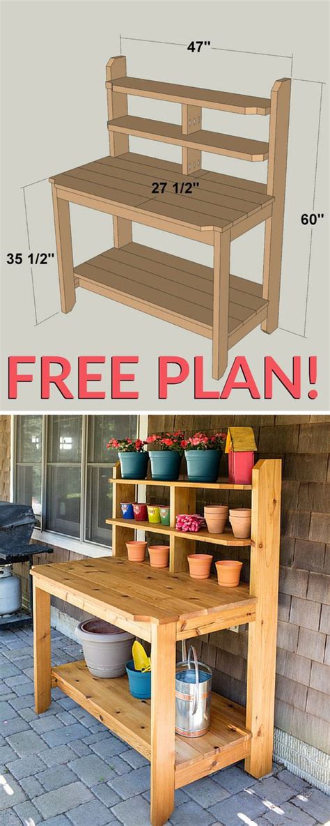 Benches can provide useful seating, tie together the look of the area and offer an inviting place to relax and enjoy some peace and. How To Build A Potting Bench (FREE-plan) | Home Design ...