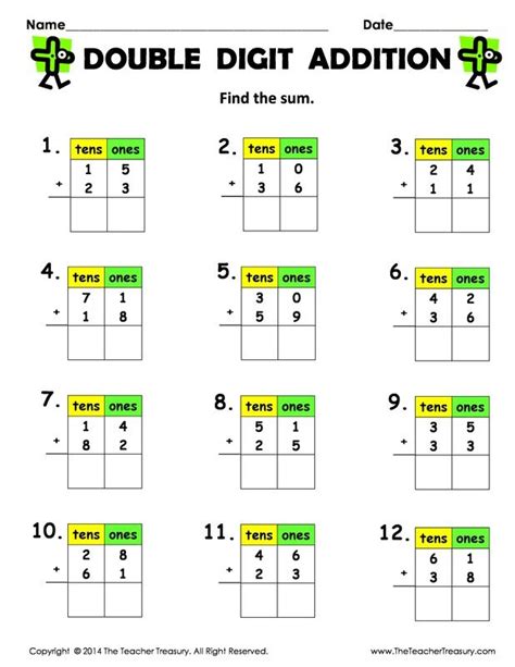 Addition Of 2 Digit Numbers Worksheet