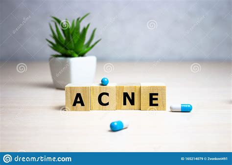 Acne Word In Vintage Wooden Blocks Medical Concept Stock Image Image